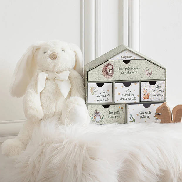 Atmosphera Knuffeldier konijn met strikje - zachte pluche stof - knuffels - creme wit - 30 cm - Knuffeldier