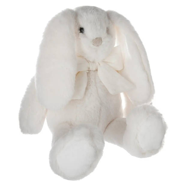 Atmosphera Knuffeldier konijn met strikje - zachte pluche stof - knuffels - creme wit - 30 cm - Knuffeldier