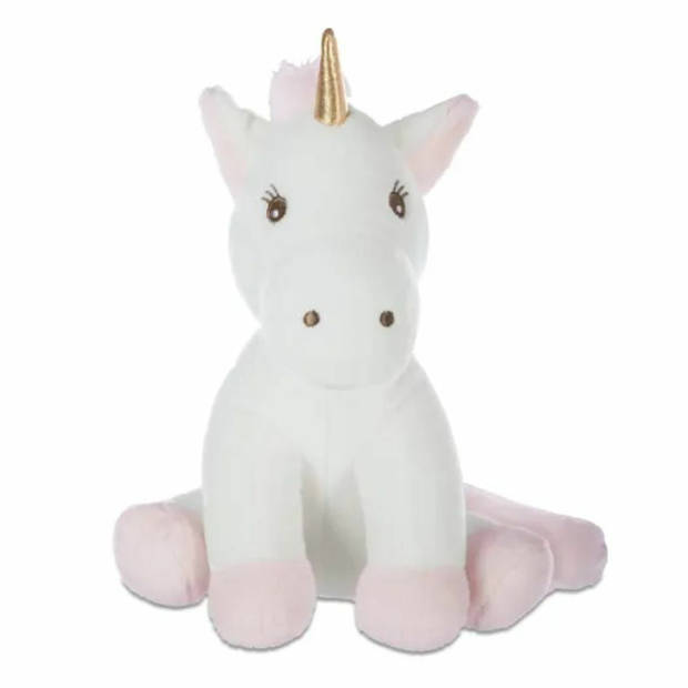 Atmosphera Knuffeldier Eenhoorn/Unicorn Rosy - zachte pluche - fantasy knuffels - wit/roze - 22 cm - Knuffeldier