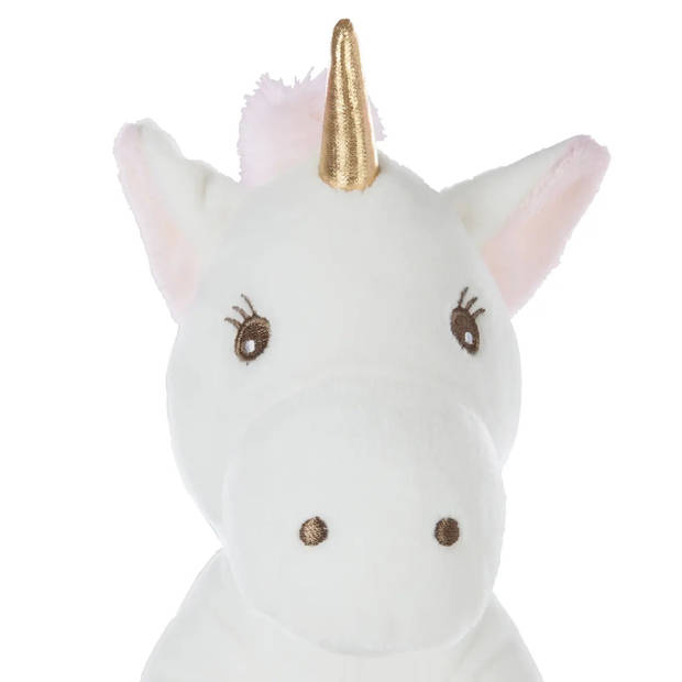 Atmosphera Knuffeldier Eenhoorn/Unicorn Rosy - zachte pluche - fantasy knuffels - wit/roze - 22 cm - Knuffeldier