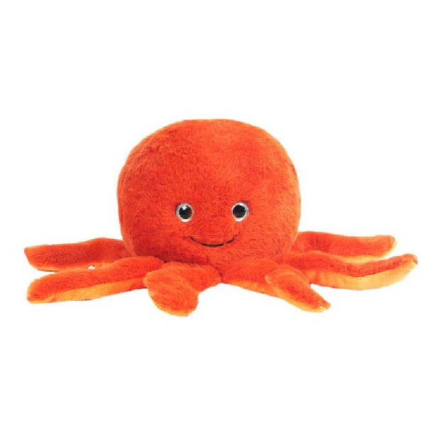 Knuffeldier Inktvis/octopus Willy - zachte pluche stof - dieren knuffels - oranje - 25 cm - Knuffel zeedieren