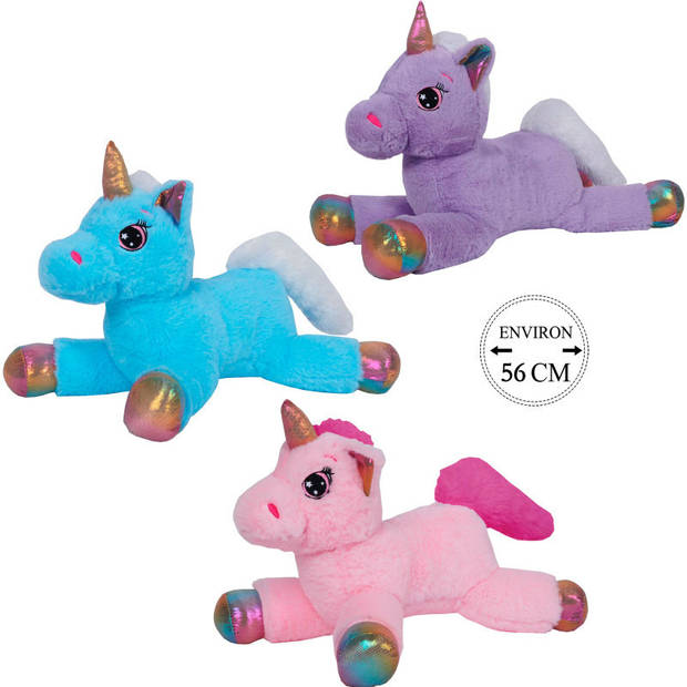 Knuffeldier Eenhoorn Mistica - zachte pluche stof - dieren knuffels - roze - 56 cm - Knuffeldier