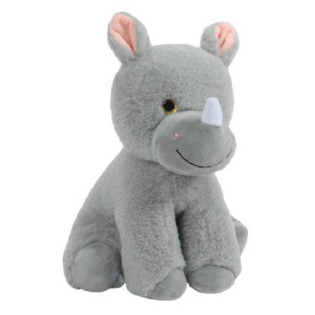 Knuffeldier Neushoorn Olly - zachte pluche stof - dieren knuffels - grijs - 24 cm - Knuffeldier