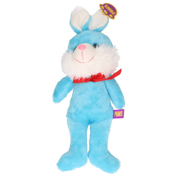 Paashaas/haas/konijn knuffel dier - zachte pluche - lichtblauw - cadeau - 32 cm - met strikje - Knuffel bosdieren