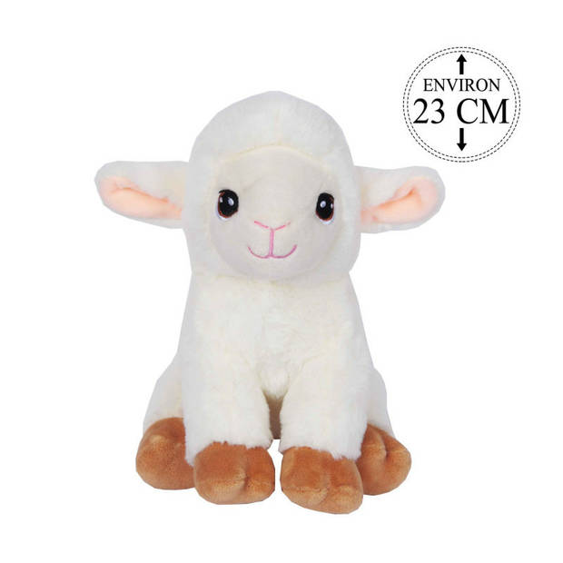 Knuffeldier Lammetje/schaap Lisa - zachte pluche stof - dieren knuffels - wit - 23 cm - Knuffel huisdieren