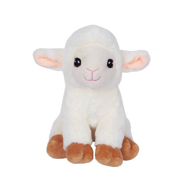 Knuffeldier Lammetje/schaap Lisa - zachte pluche stof - dieren knuffels - wit - 23 cm - Knuffel huisdieren