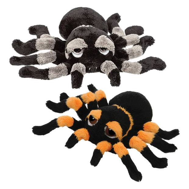 Suki gifts Pluche knuffel spinnen 2x stuks - tarantulas - 13 cm - speelgoed - Knuffeldier