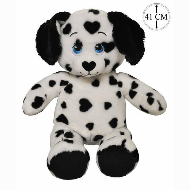 Sandy Knuffeldier Dalmatier hond - zachte pluche stof - dieren knuffels - zwart/wit - 41 cm - Knuffel huisdieren