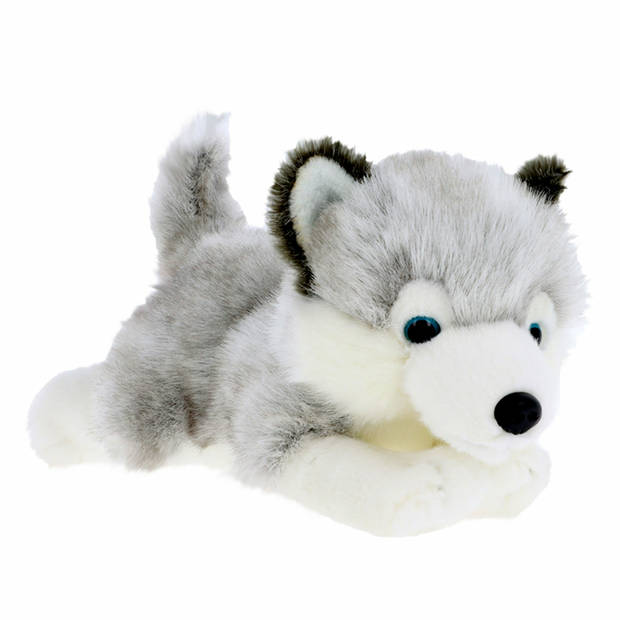 Keel Toys Knuffeldier Puppy Husky hond - zachte pluche stof - premium knuffels - grijs - 30 cm - Knuffel huisdieren