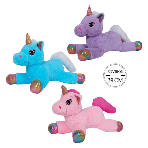 Knuffeldier Eenhoorn Mistica - zachte pluche stof - dieren knuffels - roze - 39 cm - Knuffeldier