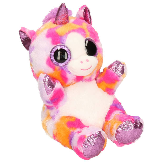 Keel Toys pluche eenhoorn knuffel - regenboog kleuren paars - 25 cm - Knuffeldier