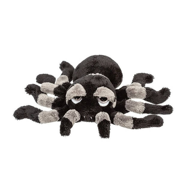 Suki gifts Pluche knuffel spin - tarantula - zwart/grijs - 22 cm - speelgoed - Knuffeldier