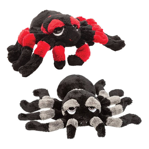 Suki gifts Pluche knuffel spinnen 2x stuks - tarantulas - 13 cm - speelgoed - Knuffeldier