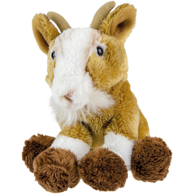 Pluche knuffel dieren zittende geit 15 cm - Knuffel boederijdieren