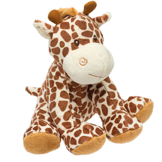 Suki Gifts knuffeldier - giraffe - geel/bruin - safari dieren - pluche - 18 cm - Knuffelberen