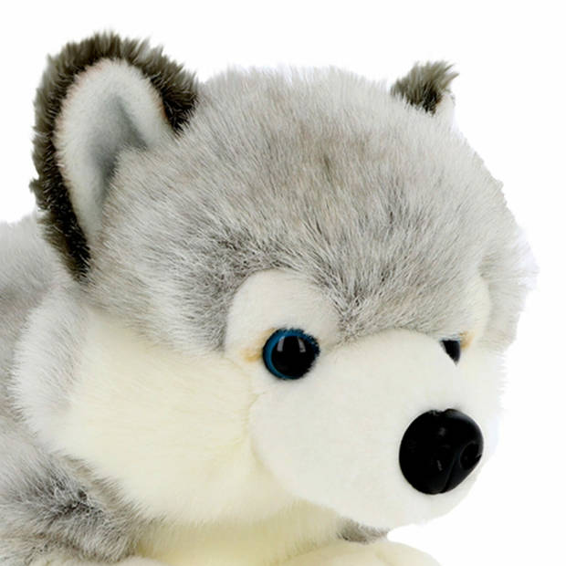 Keel Toys Knuffeldier Puppy Husky hond - zachte pluche stof - premium knuffels - grijs - 35 cm - Knuffel huisdieren