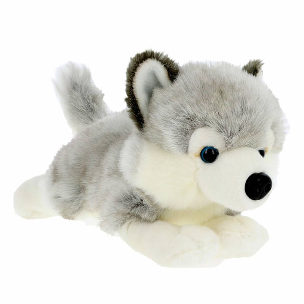 Keel Toys Knuffeldier Puppy Husky hond - zachte pluche stof - premium knuffels - grijs - 35 cm - Knuffel huisdieren