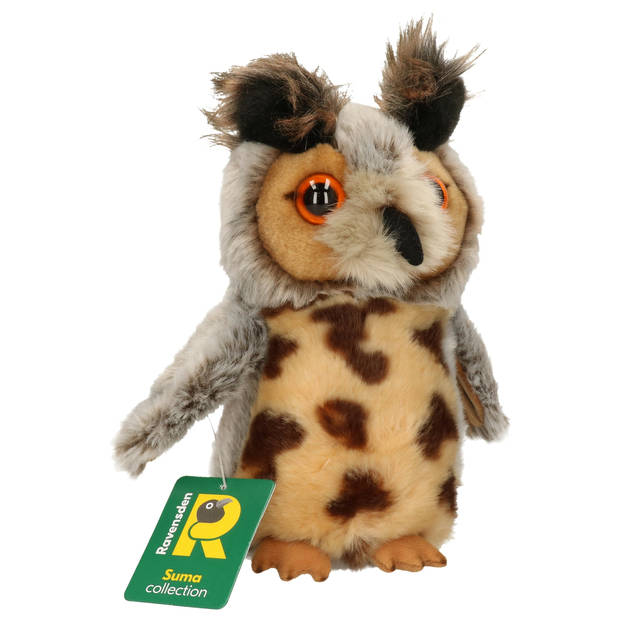 Pluche knuffel dieren Oehoe uil vogel van 18 cm - Vogel knuffels