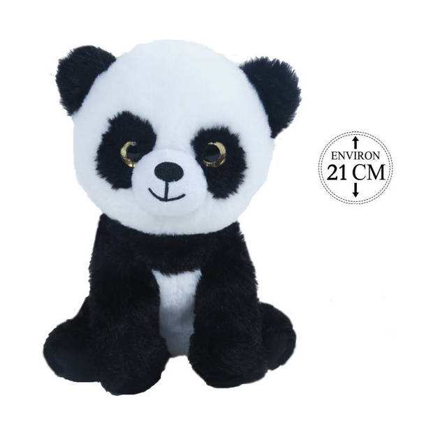 Knuffeldier Panda beer Bamboo - zachte pluche stof - dieren knuffels - zwart/wit - 21 cm - Knuffeldier