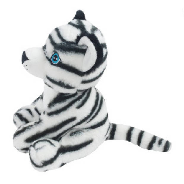 Knuffeldier Tijger Samuel - zachte pluche stof - dieren knuffels - wit - 23 cm - Knuffeldier