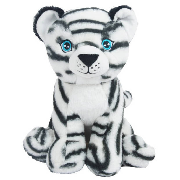 Knuffeldier Tijger Samuel - zachte pluche stof - dieren knuffels - wit - 23 cm - Knuffeldier