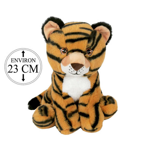 Knuffeldier Tijger Missy - zachte pluche stof - dieren knuffels - lichtbruin - 23 cm - Knuffeldier