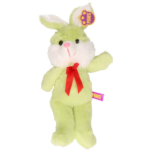 Paashaas/haas/konijn knuffel dier - zachte pluche - groen - cadeau - 32 cm - met strikje - Knuffel bosdieren