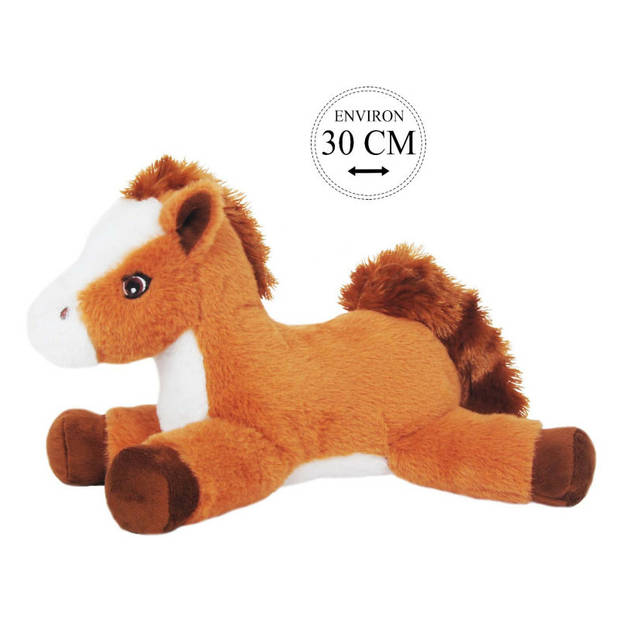 Knuffeldier Paard Merry - zachte pluche stof - dieren knuffels - lichtbruin - 30 cm - Knuffel boederijdieren