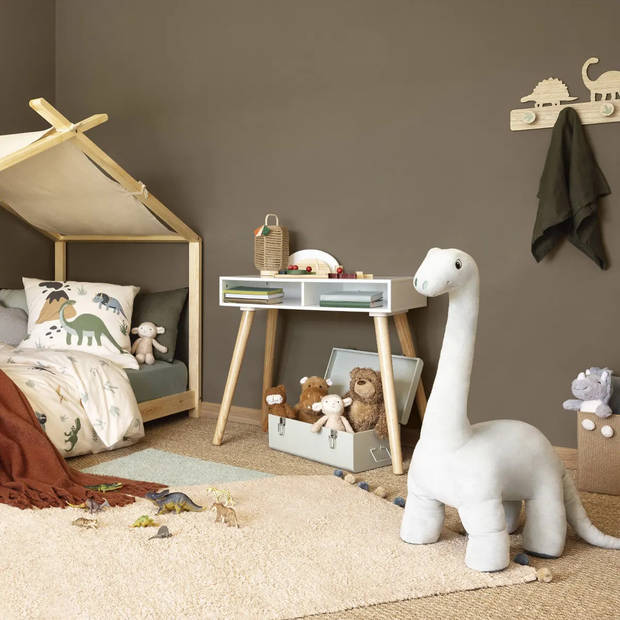 Atmosphera Knuffeldier Dinosaurus Brontosaurus - zachte pluche stof - extra groot - grijs - 90 cm - Knuffeldier