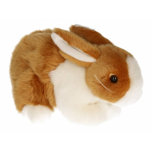 Semo Knuffel konijn - bruin met wit - pluche dieren knuffels - 20 cm - Knuffel huisdieren