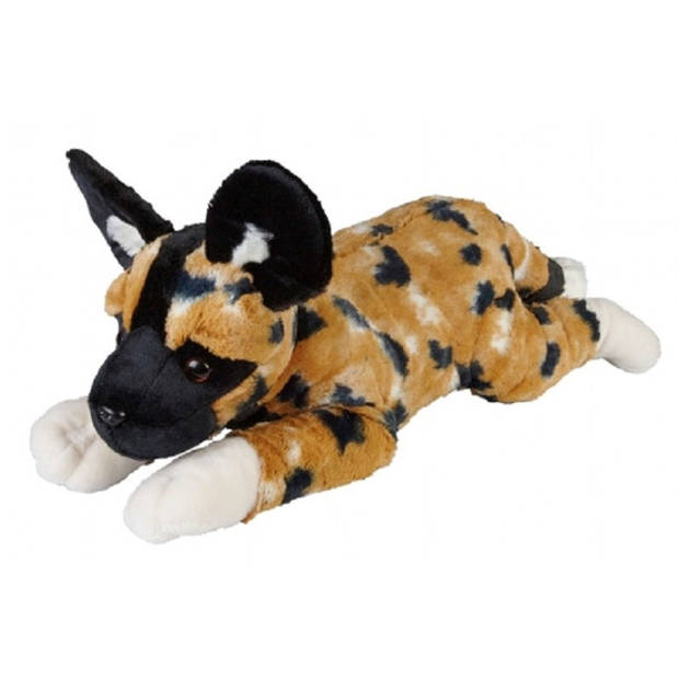 Ravensden Pluche bruine Afrikaanse wilde hond/hyenahond knuffel 60 cm - dieren knuffels - Knuffeldier