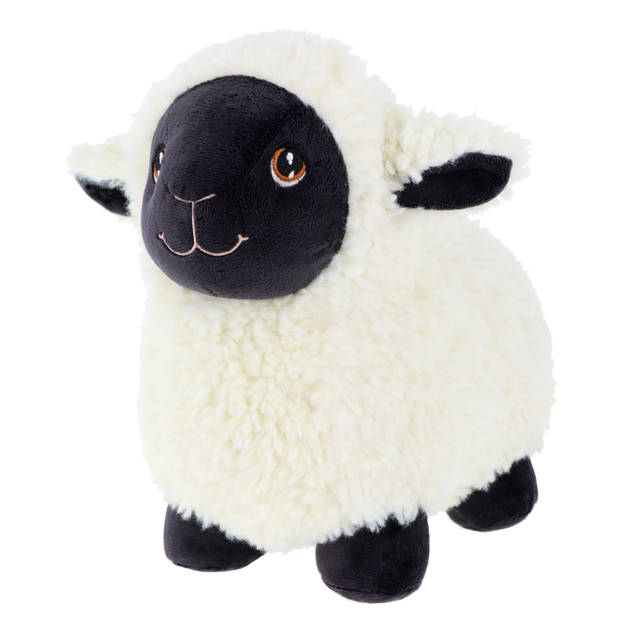 Keel Toys pluche schaap/lammetje knuffeldier - wit/zwart - lopend - 18 cm - Knuffel boederijdieren