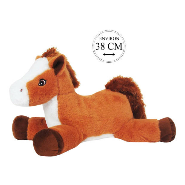 Knuffeldier Paard Merry - zachte pluche stof - dieren knuffels - lichtbruin - 38 cm - Knuffel boederijdieren