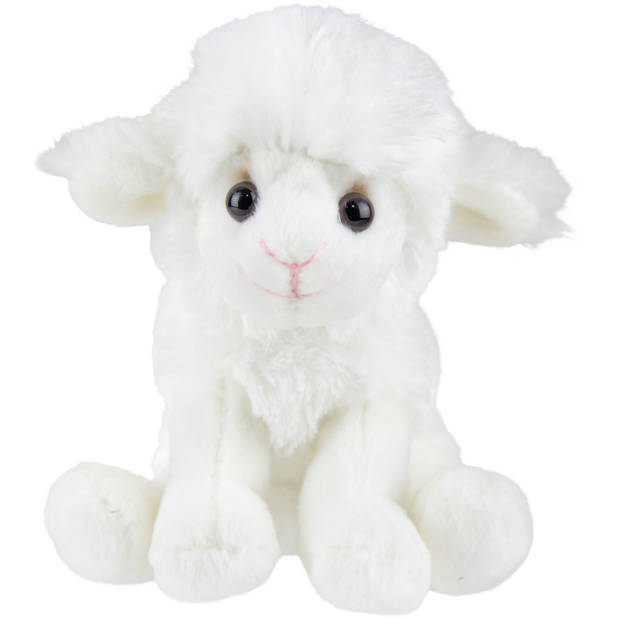 Pluche knuffel dieren zittende schaap/lammetje 15 cm - Knuffel boederijdieren