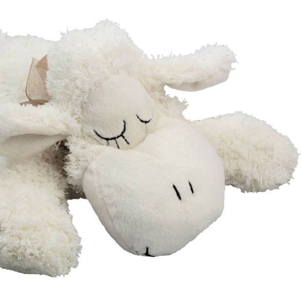 Inware pluche lammetje/schaap knuffeldier - wit - liggend - 30 cm - Knuffel boederijdieren