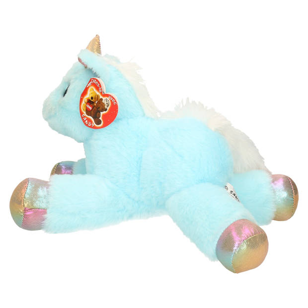 Knuffeldier Eenhoorn Mistica - zachte pluche stof - dieren knuffels - blauw - 30 cm - Knuffeldier