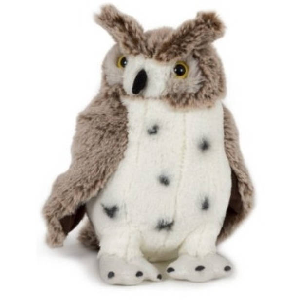 Pluche Oehoe uil bruin/wit knuffel vogel 20 cm knuffeldieren - Vogel knuffels