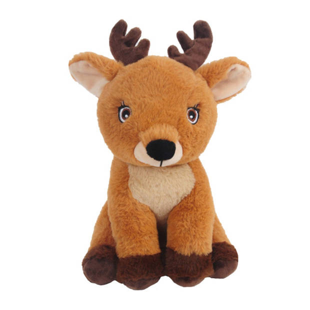 Knuffeldier Hertje Sammy - zachte pluche stof - dieren knuffels - bruin - 24 cm - Knuffeldier