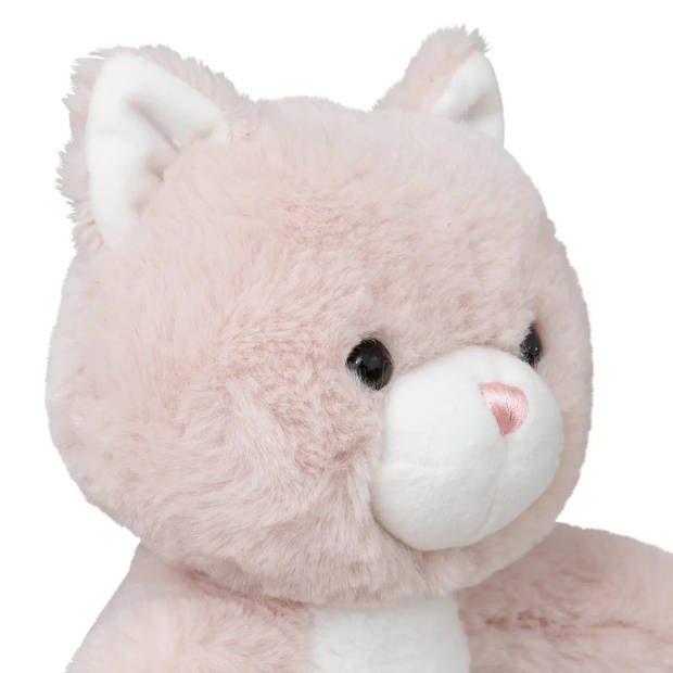 Atmosphera Knuffeldier Kat/poes Kitty - zachte pluche stof - katten knuffels - roze - 28 cm - Knuffel huisdieren