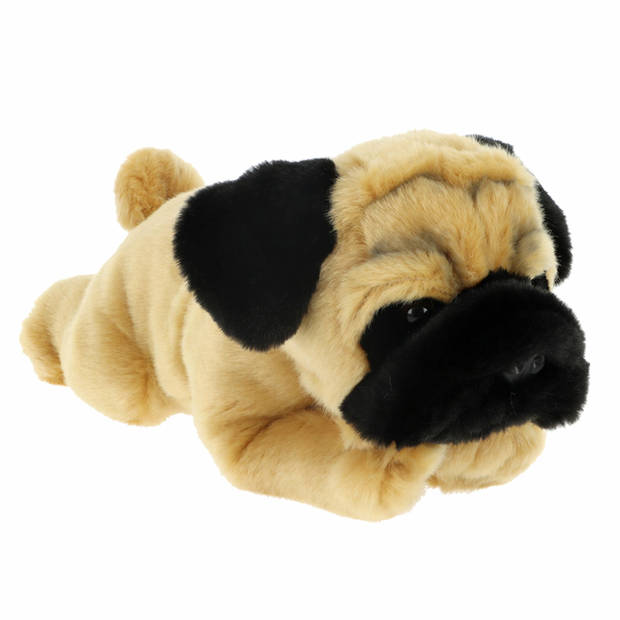 Keel Toys Knuffeldier Puppy Mopshond hond - zachte pluche stof - premium knuffels - beige - 35 cm - Knuffel huisdieren