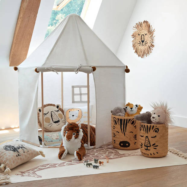 Atmosphera Knuffeldier Tijger Joey - zachte pluche stof - wilde dieren knuffels - bruin/zwart - 70cm - Knuffeldier