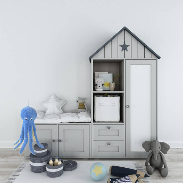 Inware pluche inktvis/octopus knuffeldier - blauw - zwemmend - 36 cm - zeedieren knuffels - Knuffel zeedieren