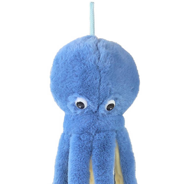 Inware pluche inktvis/octopus knuffeldier - blauw - zwemmend - 36 cm - zeedieren knuffels - Knuffel zeedieren