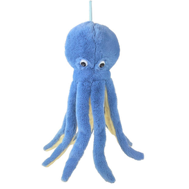 Inware pluche inktvis/octopus knuffeldier - blauw - zwemmend - 36 cm - zeedieren knuffels - Knuffel zeedieren