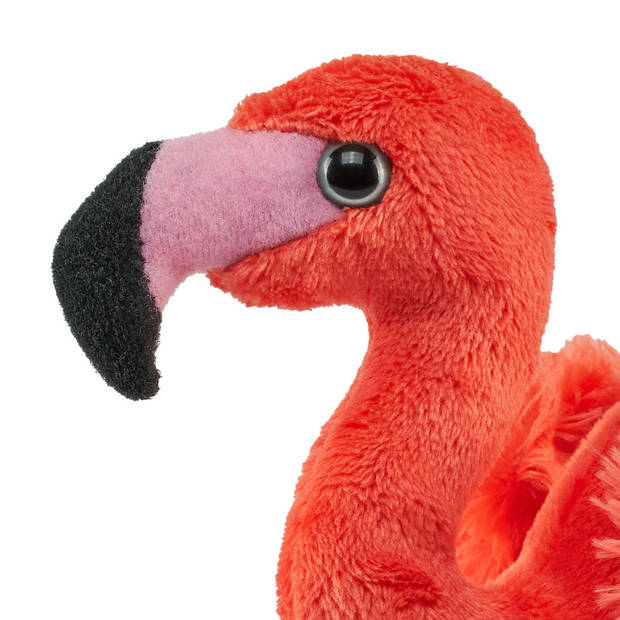 Flamingo vogel knuffeldier - roze - 13 cm - Speelgoed - pluche knuffelbeesten/vogels - Vogel knuffels