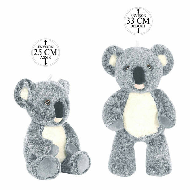 Knuffeldier Koala Aussie - zachte pluche stof - dieren knuffels - grijs - 25 cm - Knuffeldier