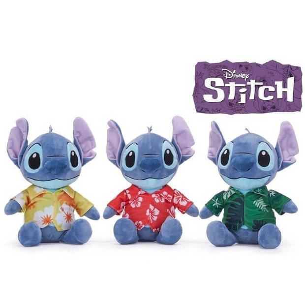 Disney pluche knuffel Stitch - Lilo and Stitch - Hawaii blouse rood - 30 cm - Bekende figuren - Knuffeldier