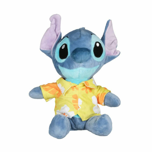 Disney pluche knuffel Stitch - Lilo and Stitch - Hawaii blouse geel - 30 cm - Bekende figuren - Knuffeldier