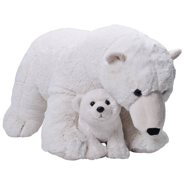 Jumbo knuffel witte ijsbeer met welpje 76 cm knuffeldieren - Knuffelberen