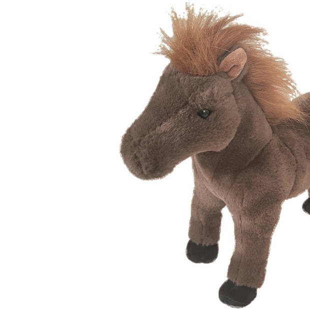 Inware pluche paard knuffeldier - bruin - staand - 28 cm - paarden knuffels - Knuffel boederijdieren